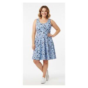 Torrid Women's Plus Size 1x Blue Floral Sleeveless Dress